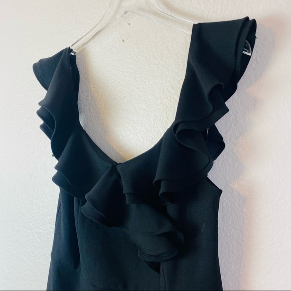 Lulu’s Tier Ruffle Flounce Front Black Cocktail Dress Size L - Picture 6 of 9